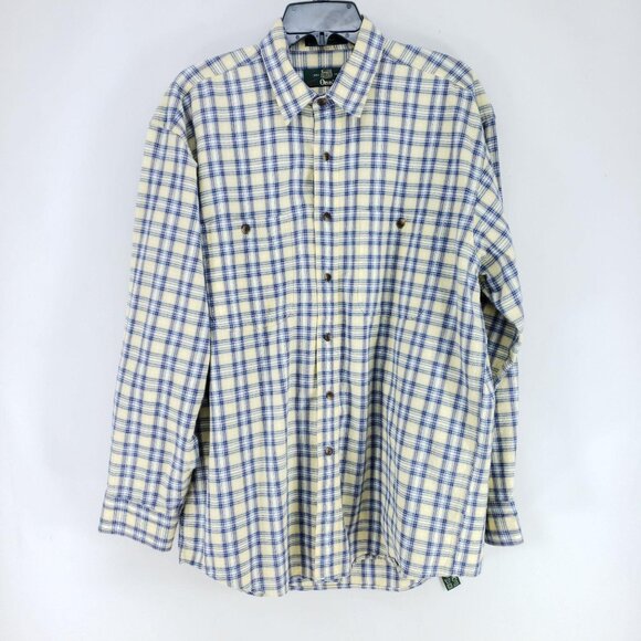 Orvis Plaid Button Up Shirt Mens Size Large Yellow - Picture 1 of 7